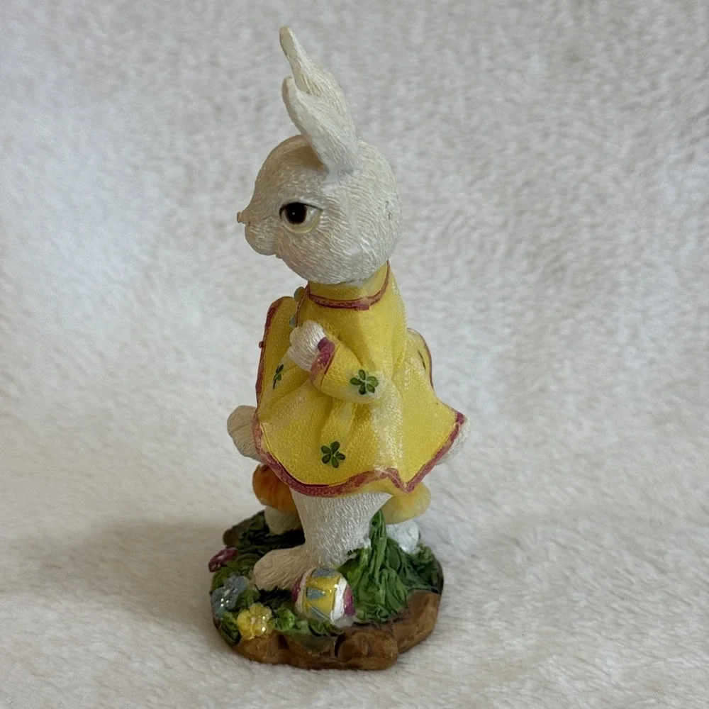 Bunny Gardens Backyard‎ Bunnies Limited Ed Rabbit Figurine Yellow Dress 4.75